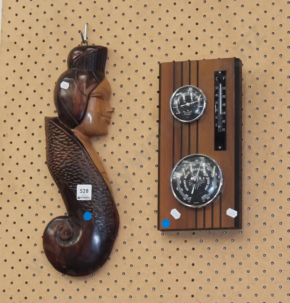 wall mounted carved figurine, barometer/thermometer/hydrometer Image 1++