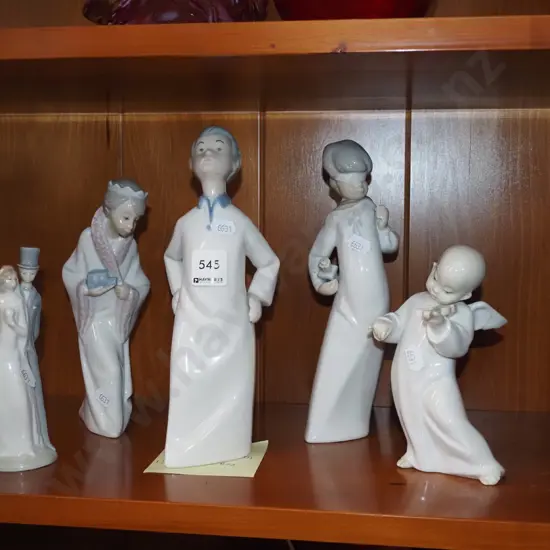 3x Lladro figurines, 1x Nao figurine, 1x Rex figurines - all have repairs an/or missing parts