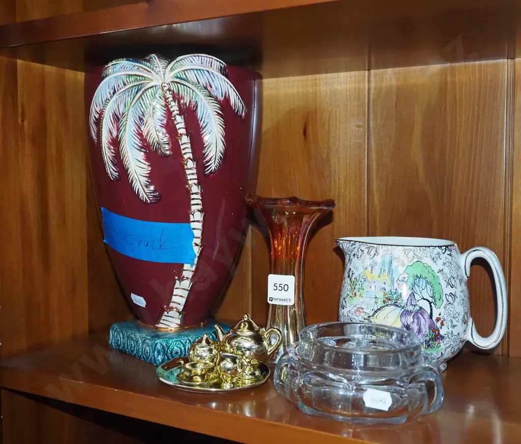 large Beswick plam tree vase - crack, miniature tea set etc Image 1++