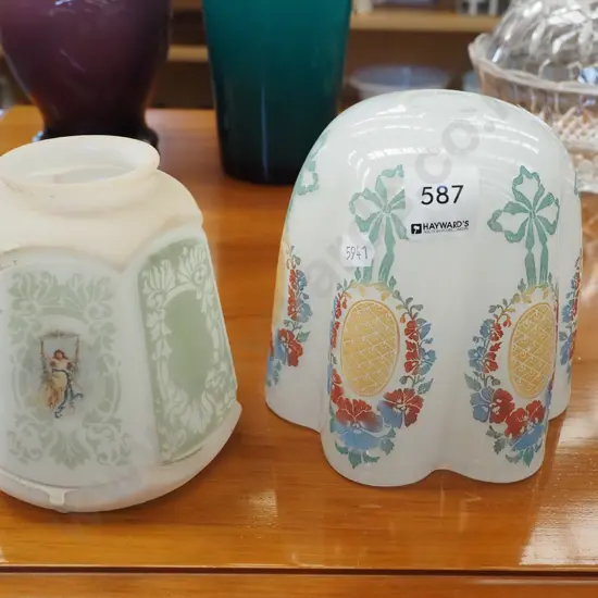 2x Edwardian small light shades H130