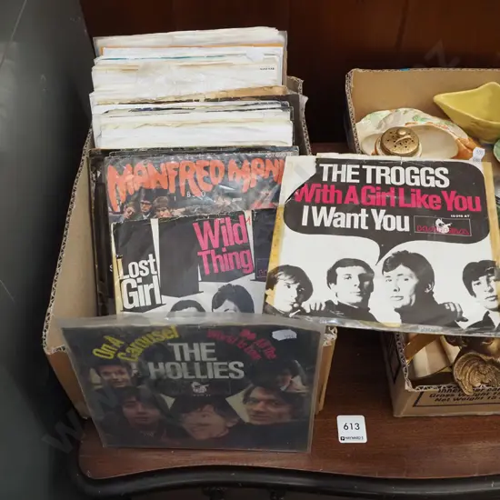 box of 45s; The Hollies, Troggs etc