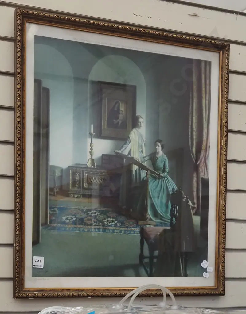 framed print - women doing tapestry Image 1++