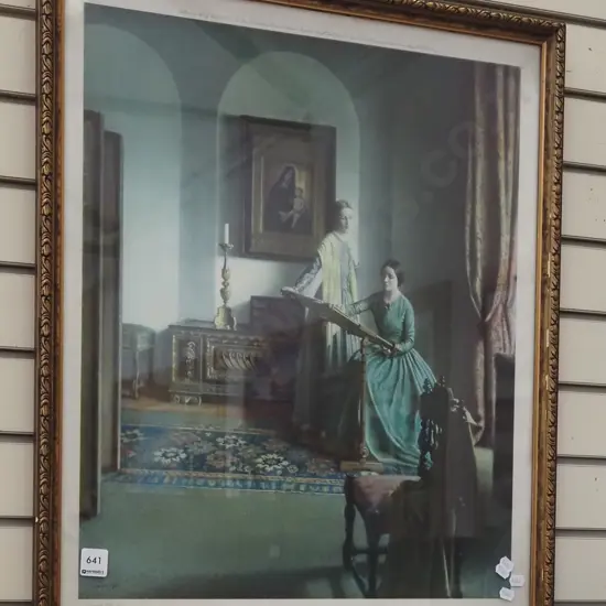 framed print - women doing tapestry