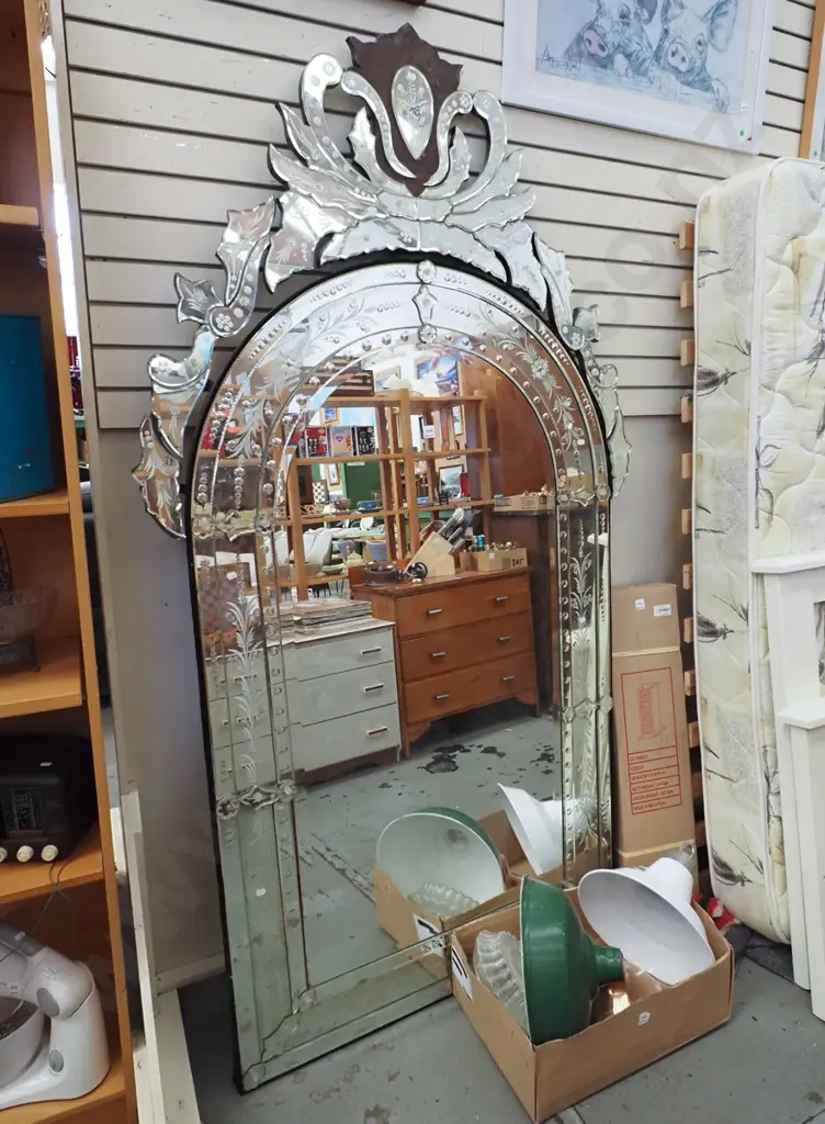 large reproduction Victorian style wall mirror - missing pieces at crest H2110 W1180 Image 1++