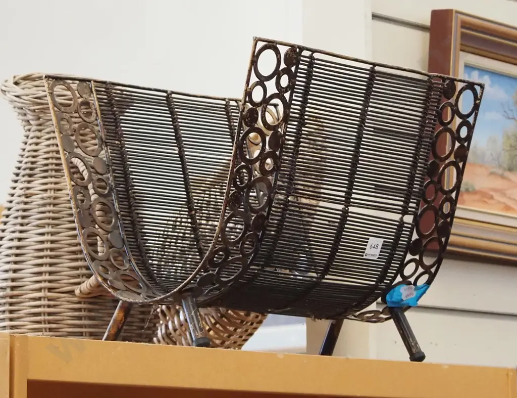 metal and cane magazine rack Image 1++