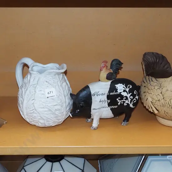 duck, pig figurines, chicken themed bowl Duck H300