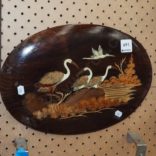 wall hanging wood inlay picture - birds