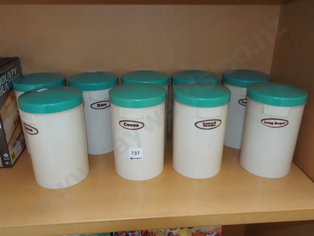 9x lidded Tiger Tea storage canisters Image 1++