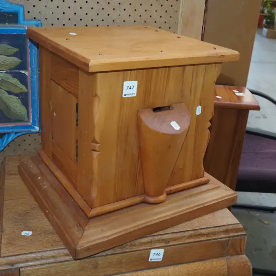 homemade mixed timbers lockable donations box - lock not working H320