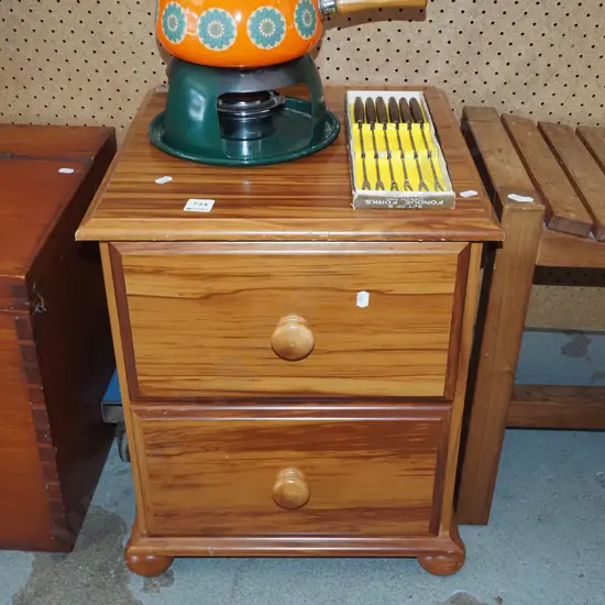 mdf faux wood veneer 2 drawer chest