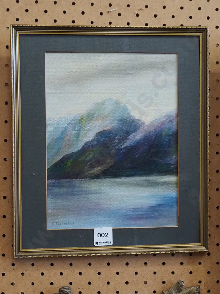 framed acrylic - lake and mountain scene Image 1++