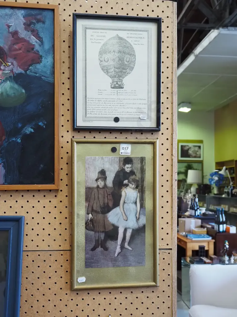 2x framed print - hot air balloon poster, degas print - black dots Image 1++