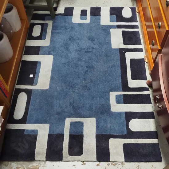 contemporary grey and blue floor mat L1580 W1060