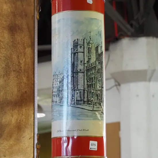 tall metal umbrella stand - St James Palace print