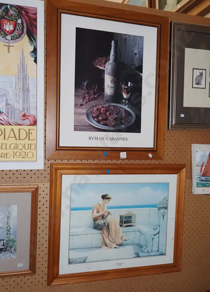 2x framed prints - a song without words, wine and chocolate - blue dots Image 1++