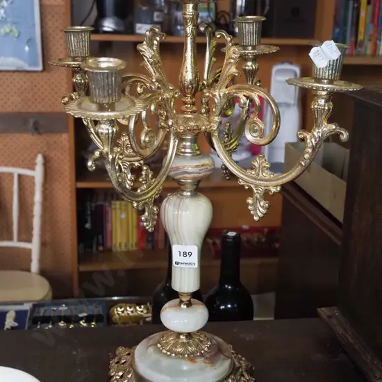 polished marble and brass candelabra H440