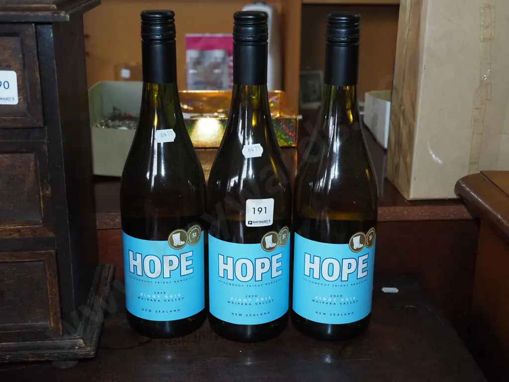 3x bottles of Hope Waiarapa Valley pinot gris 2020 Image 1++