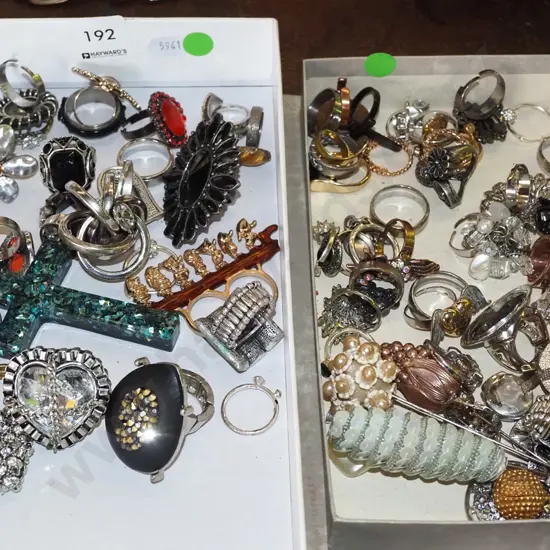 2x boxes of costume jewellery - green dots