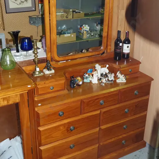 solid pine 11 drawer mirror back dresser - excellent condition H1810 W230 D420