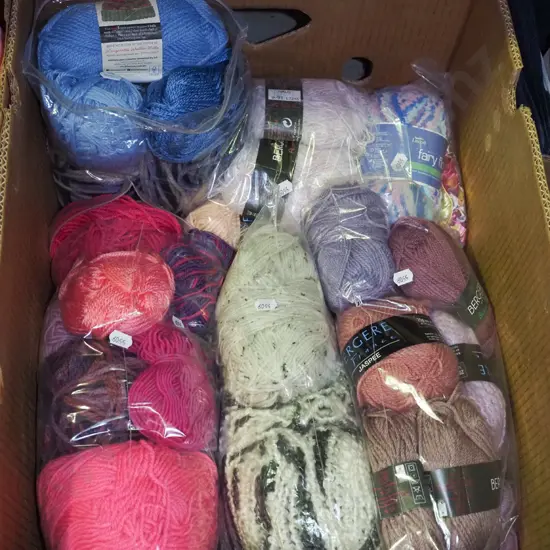 box of knitting yarn