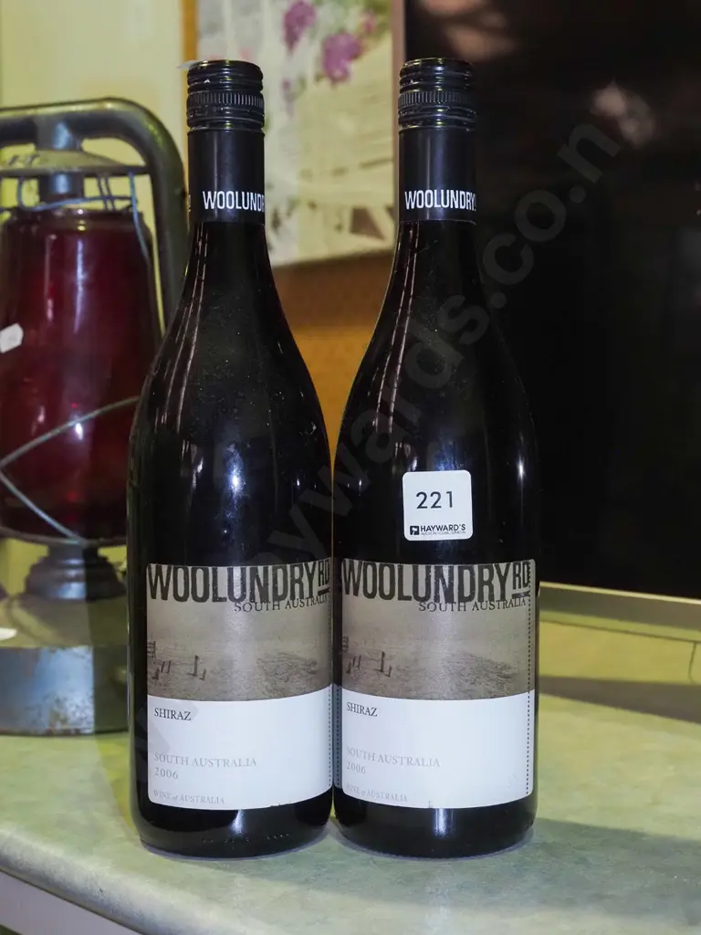 2x bottles of wine; Woolundry Road shiraz 2006 Image 1++