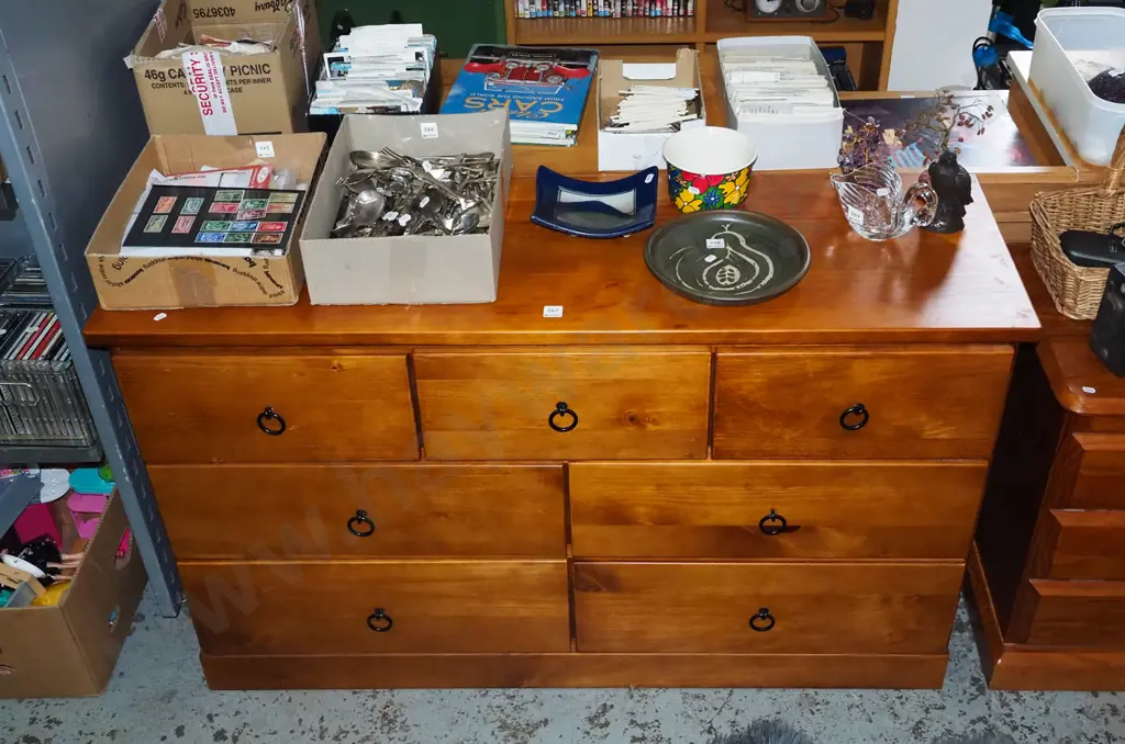 solid pine 7 drawer sideboard H760 W1270 D410 Image 1++