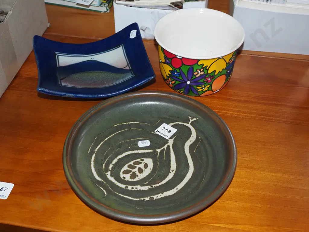 studio pottery bowls, colourful jardiniere Image 1++