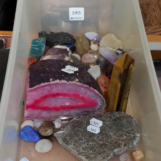 tub of polished gemstones
