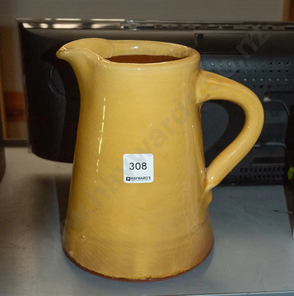 terracotta yellow glazed water jug Image 1++