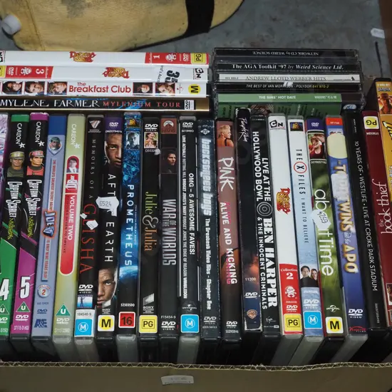 box of DVDs