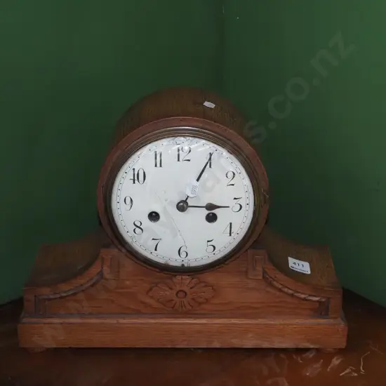 oak mantle clock - crack to glass