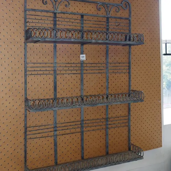 small wall mounted wood and metal shelving H750 w520 D110