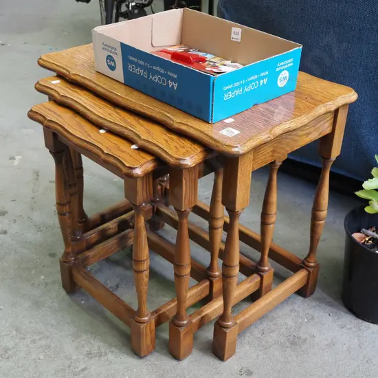 nest of 3 oak tables