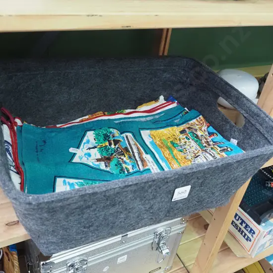 felt basket, linen tea towels