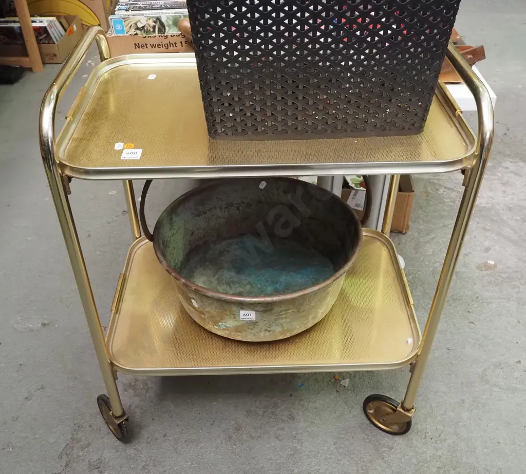mid century golden alloy tea trolley Image 1++