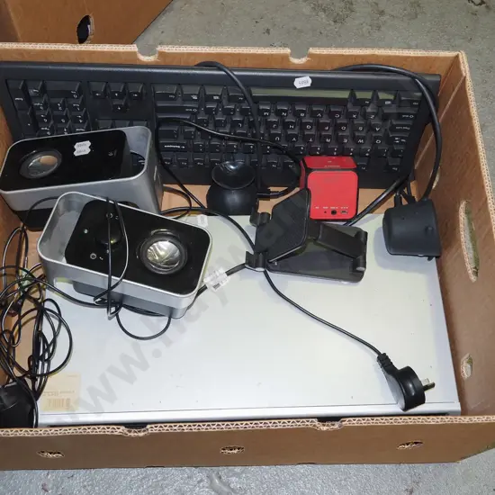 box; computer speakers, DVD player etc
