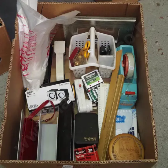box; rulers, staplers etc