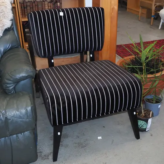 modern black and white striped reception chair