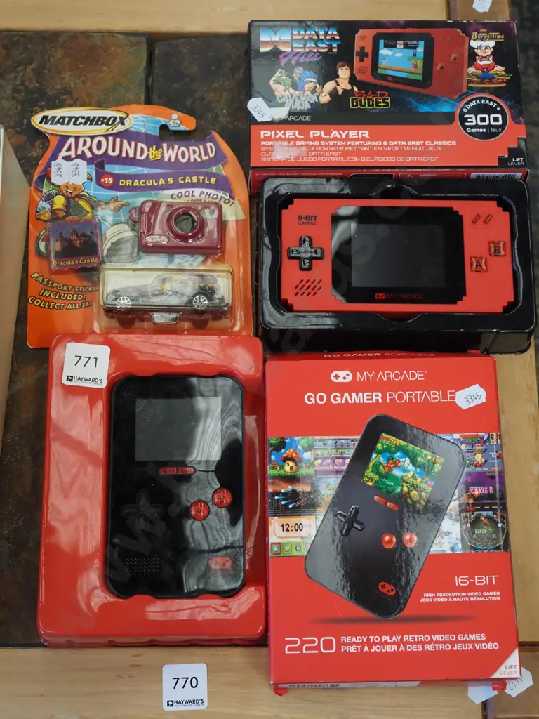 carded matchbox around the world Dracula's Castle set, 2x hand held gaming devices Image 1++