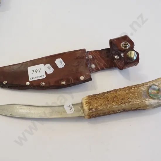 hunter's knife and leather sheaf