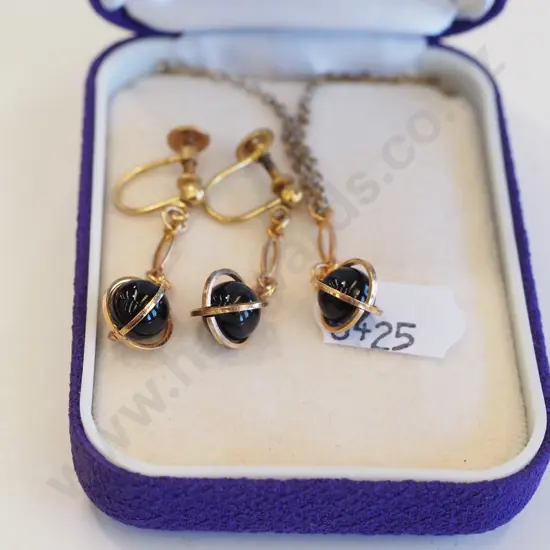 gold filled necklace and clip on earrings