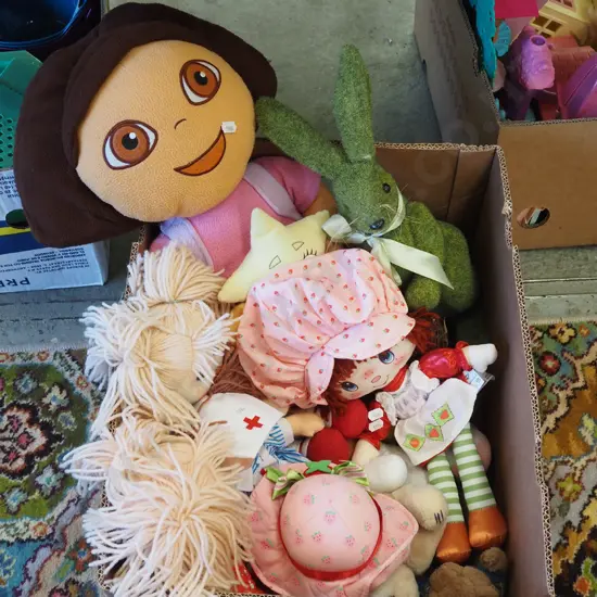 box of soft toys