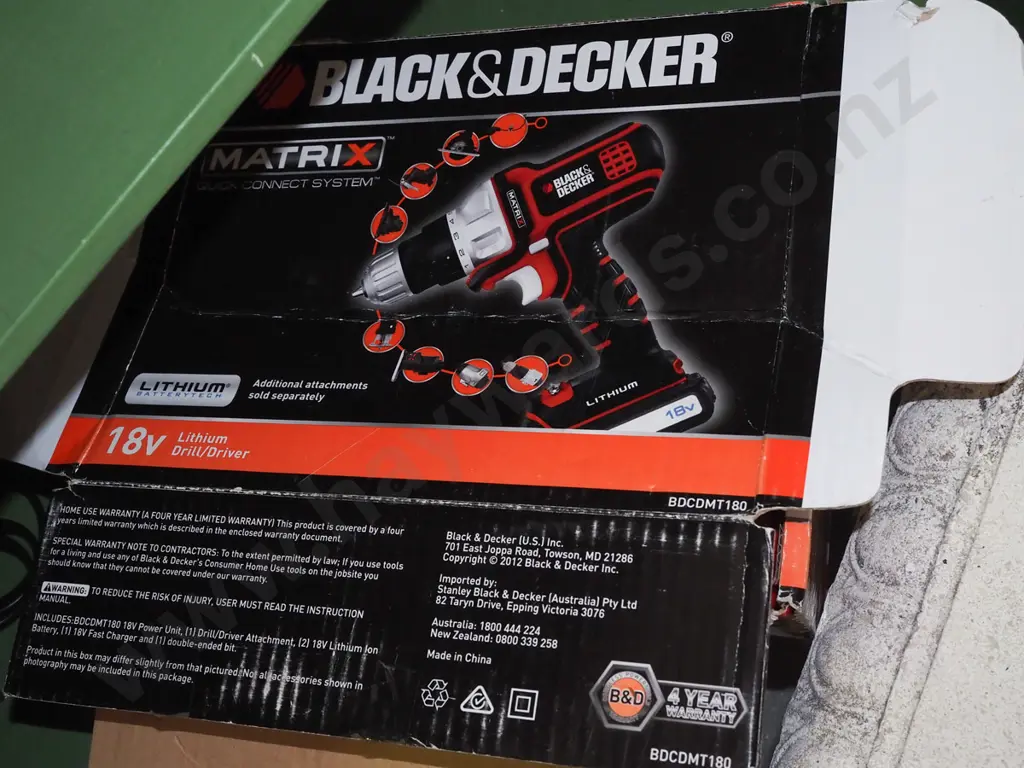 boxed Black & Decker 18V battery drill- 2 batteries and charger - batteries in office Image 1++