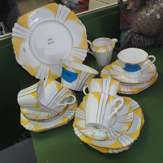 Royal Albert yellow cream and gold tea ware - some cracks