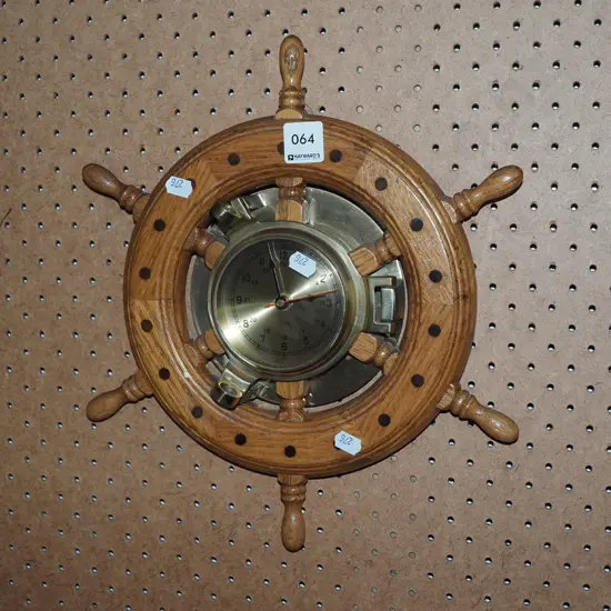 oak wall mounted ship's barometer