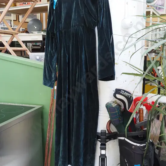 dark green velvet dress