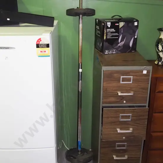 bar bell and weights - slightly rusty chrome