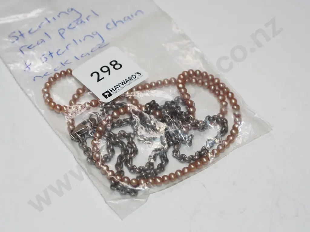 pearl & sterling silver chain necklace Image 1++
