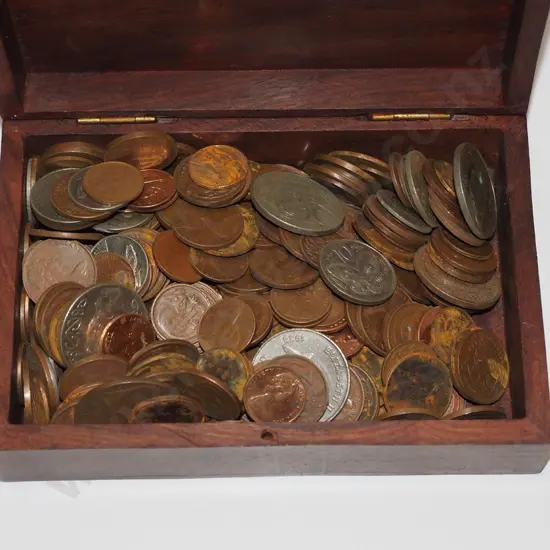 wooden box coins