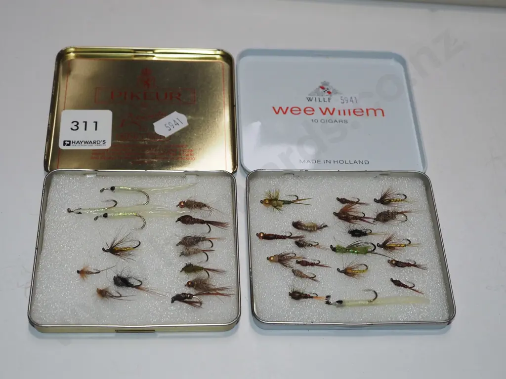 2x tins of fly fishing flies Image 1++